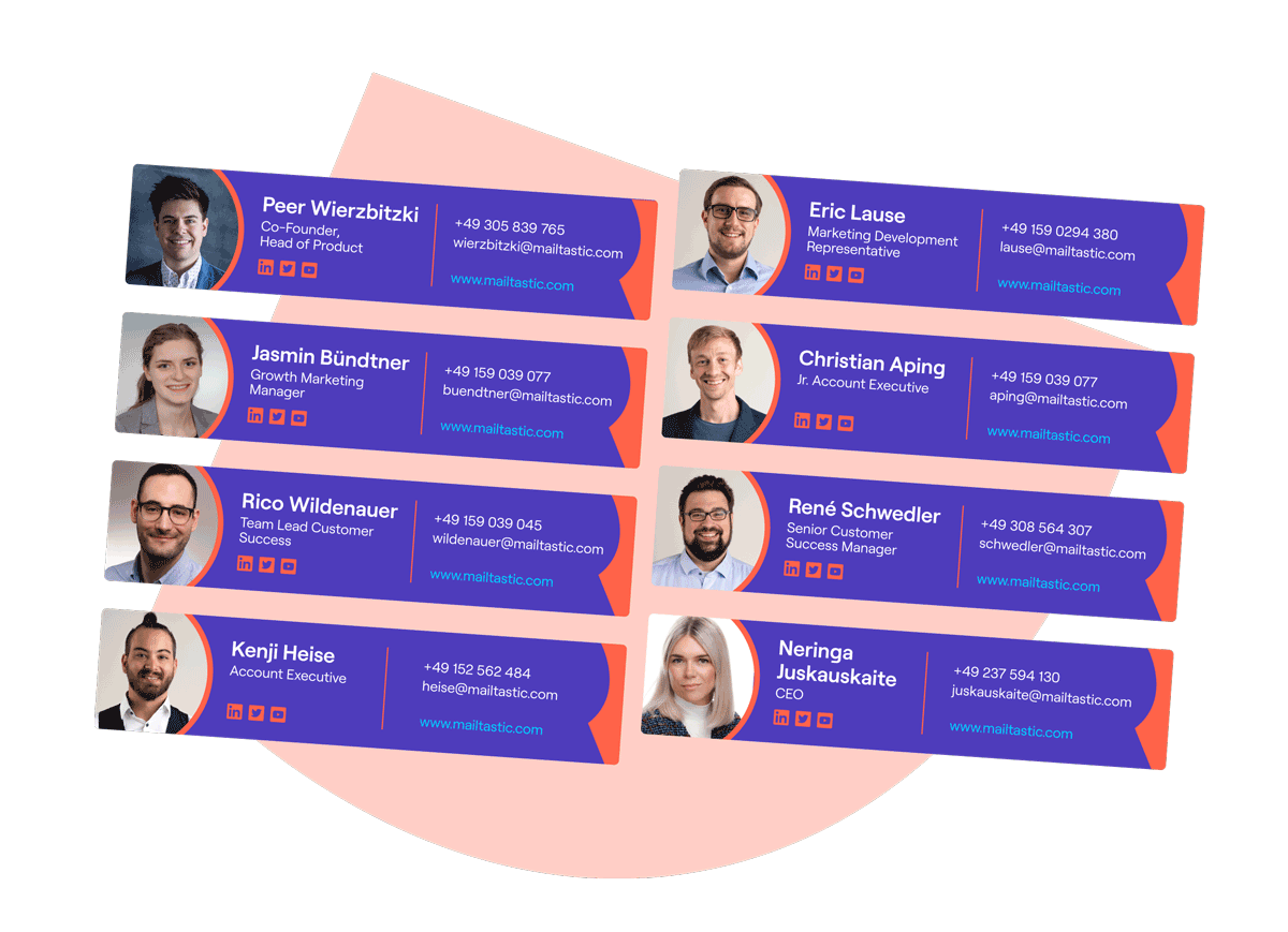 E-Mail-Signaturen des Mailtastic-Teams E-Mail-Signaturen des Mailtastic-Teams